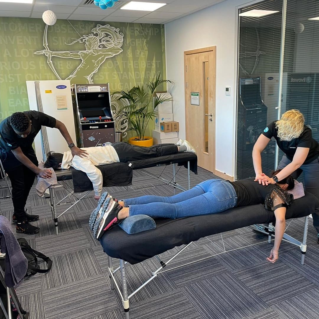 office onsite massage services for the team at amazon - corporate massage offered across the uk in areas such as birmingham, manchester, london